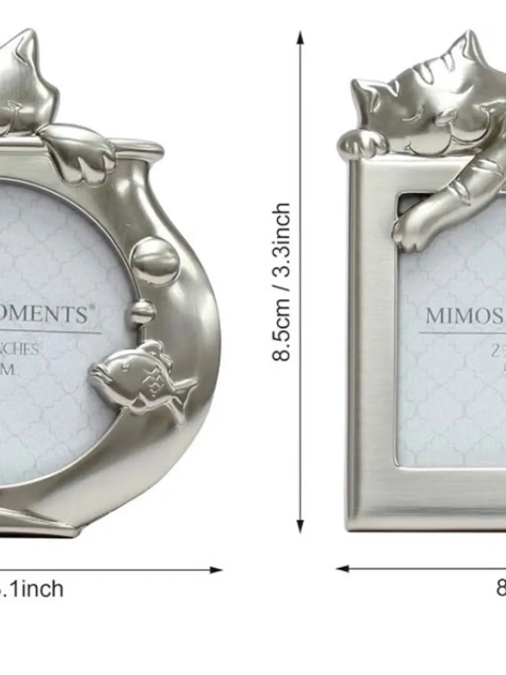 Silver Cat-Themed Photo Frame for Pets - Decorative Display